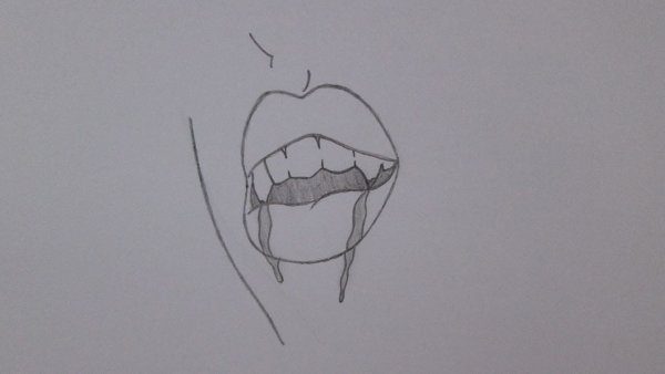 Рот вампира рисунок карандашом
