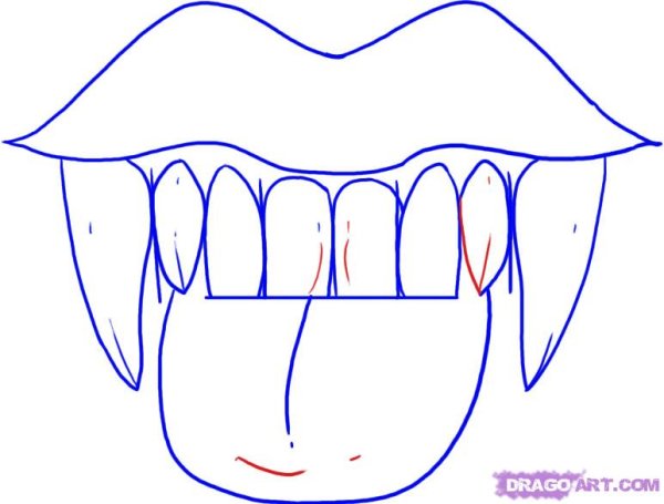 Зубы вампира рисунок карандашом