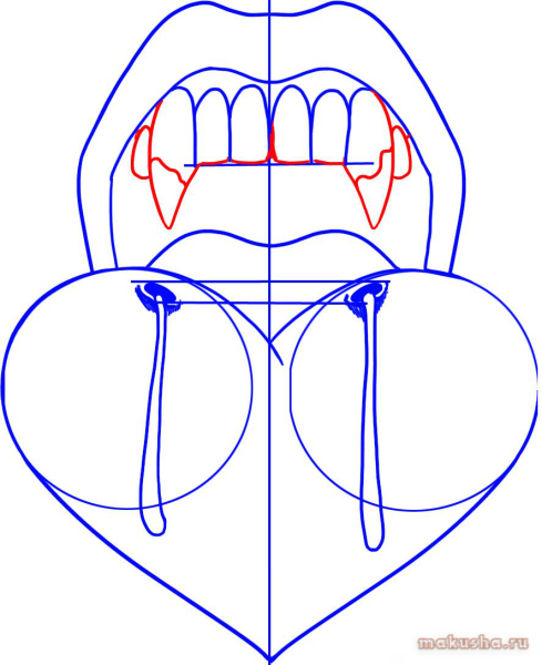 Клыки вампира карандашом