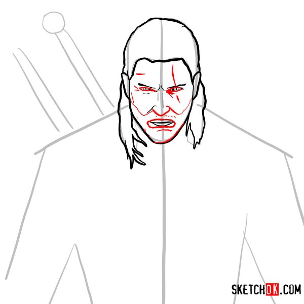 Ведьмак рисунок карандашом поэтапно