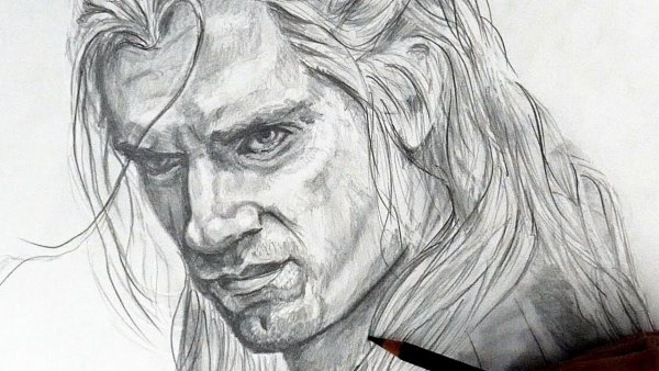 Ведьмак Генри Кавилл карандашом