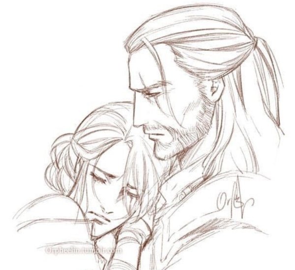 Геральт и Цири эскиз