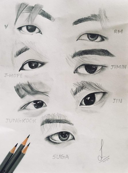 Глаза Чимина из BTS карандашом