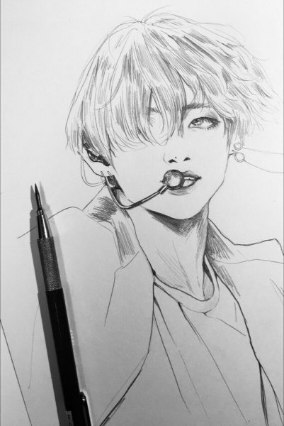 BTS карандашом Тэхен