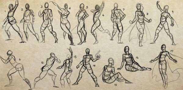 Сложные позы для рисования