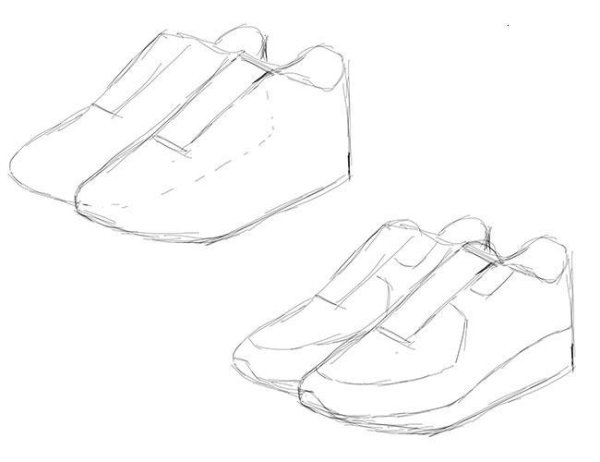 Поэтапное рисование кроссовок