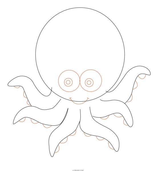Осьминог поэтапное рисование