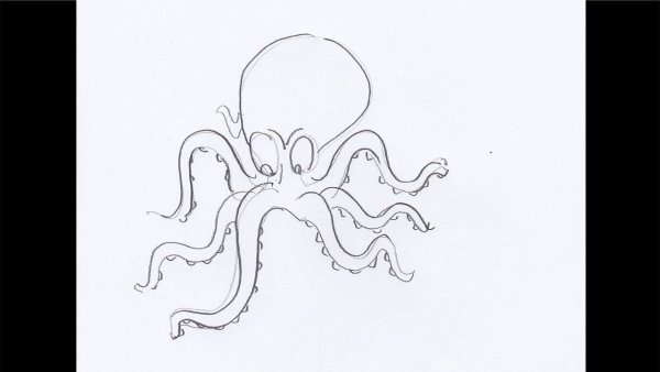 Поэтапное рисование осьминога для детей