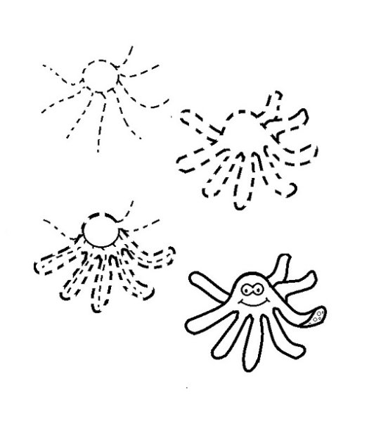 Осьминог рисунок для детей 4-5 лет