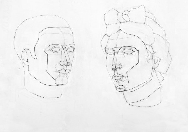 Зарисовки гипсовой головы