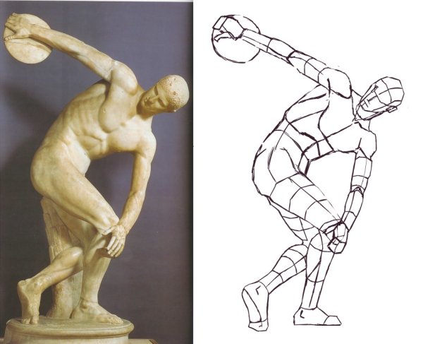 Нарисованный дискобол Мирон