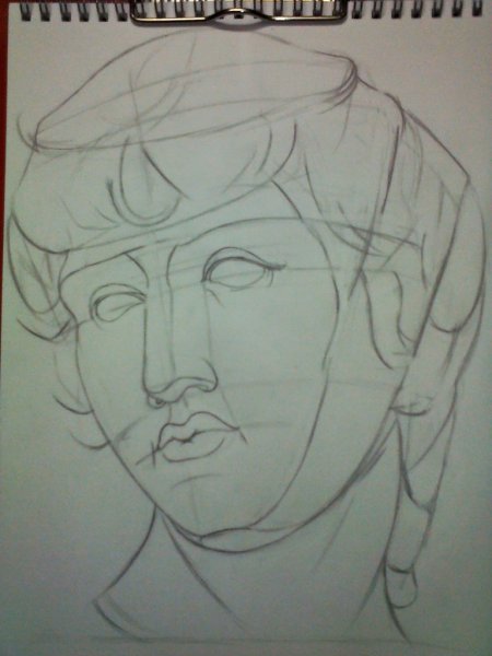 Гипсовая голова Антиноя поэтапно