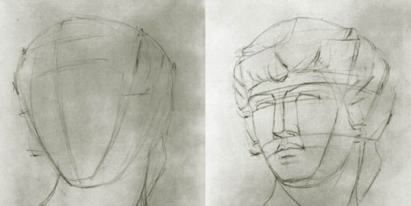 Рисование гипсовой головы Антиноя