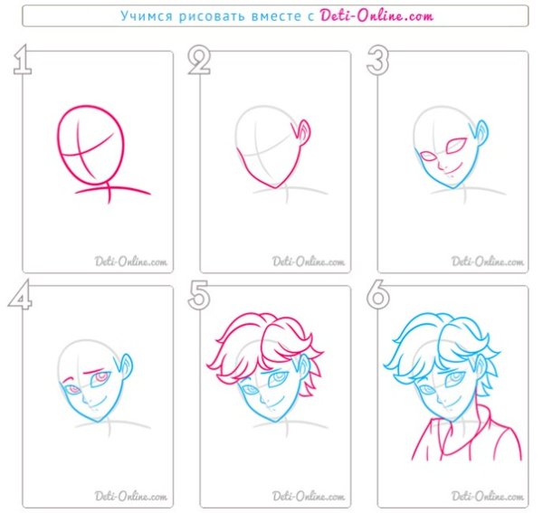 Поэтапный рисунок леди баг