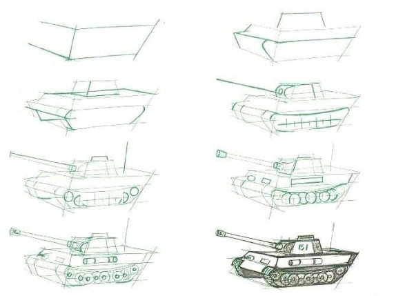 Поэтапное рисование транспорта