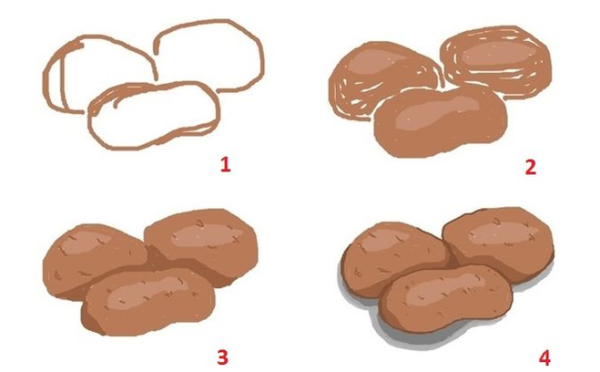 Как нарисовать картошку поэтапно
