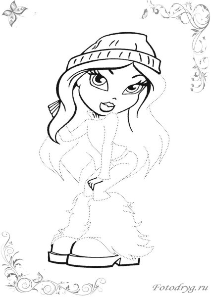 Раскраска кукла братц с одеждой