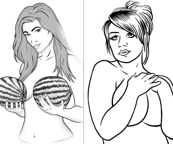 Грудь девушки рисунок