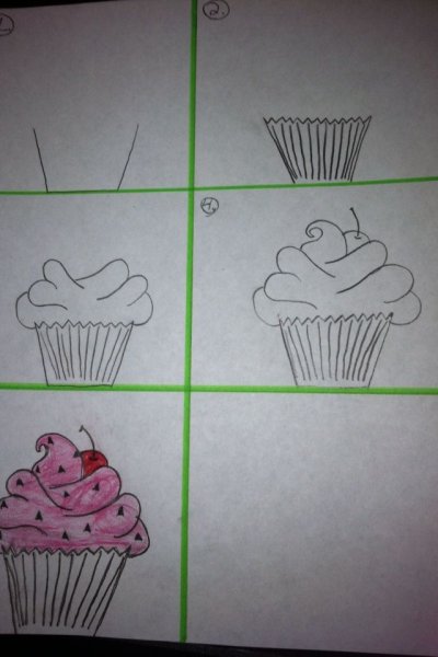 Поэтапное рисование кекса