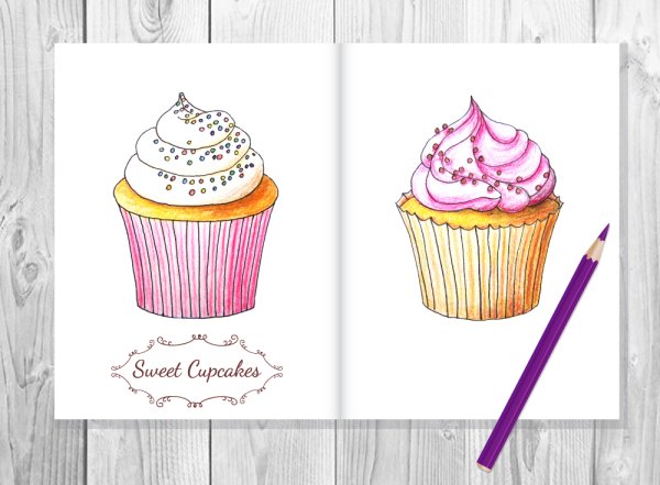 Поэтапное рисование пирожного