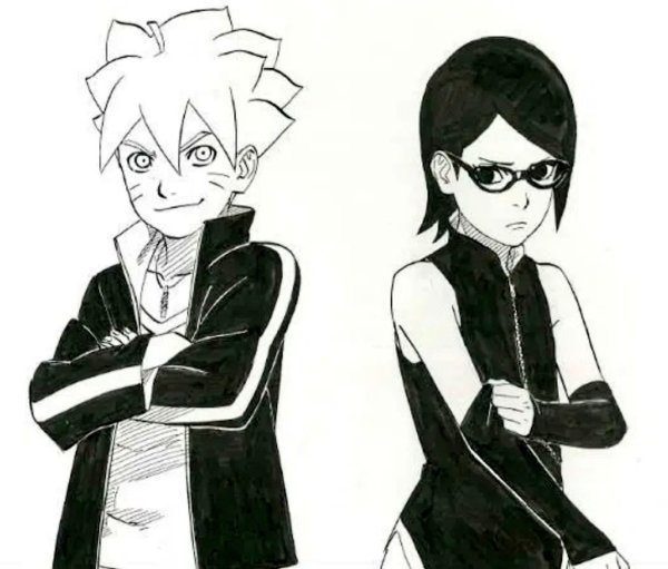 Боруто Сарада и Мицуки для срисовки