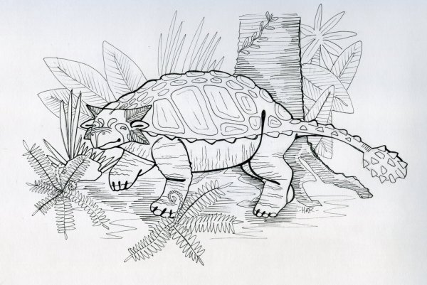 Раскраска динозавр Анкилозавр