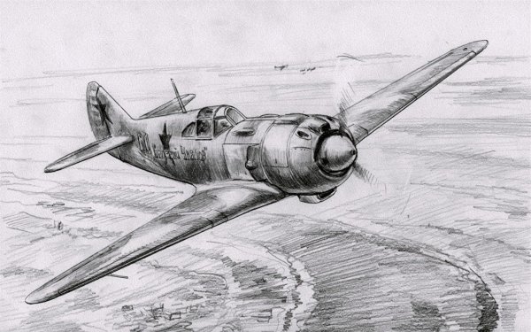 Самолёт рисунок карандашом