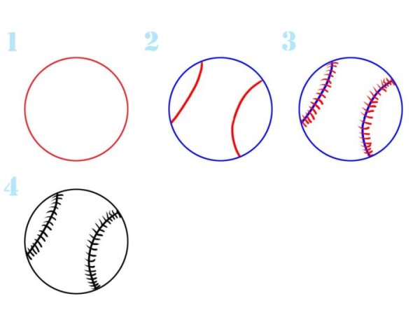 Поэтапное рисование мяча