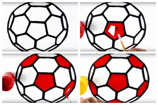 Поэтапное рисование футбольного мяча