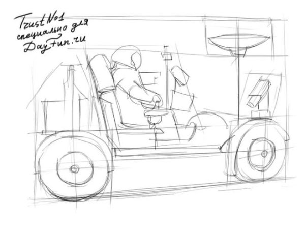 Луноход поэтапное рисование