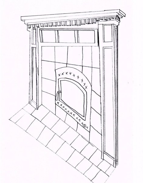 Камин в перспективе сбоку