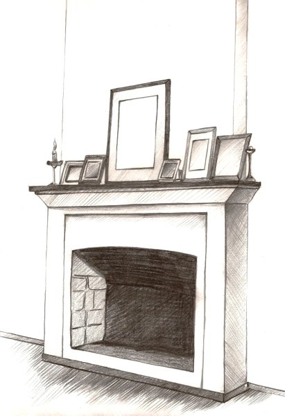 Камин в перспективе сбоку