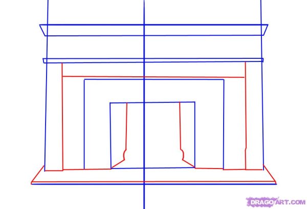 Поэтапное рисование камина