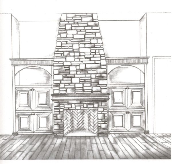 Эскиз камина рисунок