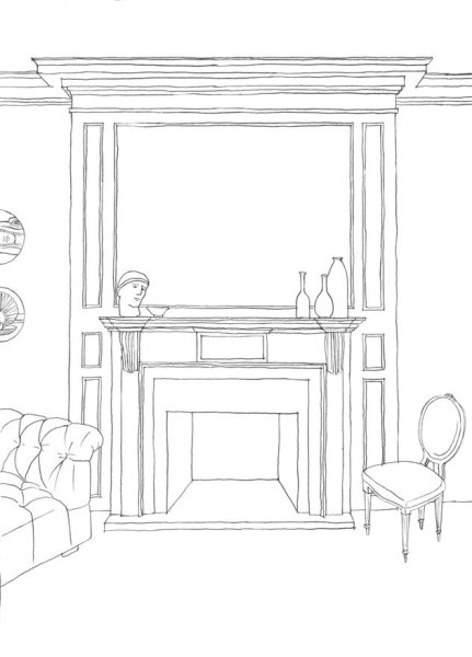 Рисунок камина в интерьере