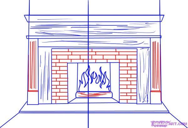 Камин рисунок карандашом