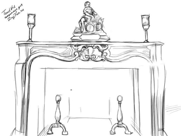 Камин для срисовки карандашом