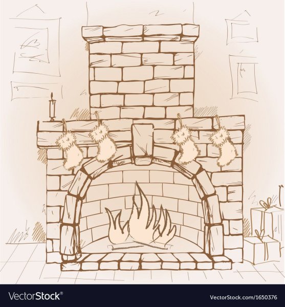 Нарисованный камин на стене