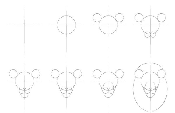 Пошаговое рисование лица Льва