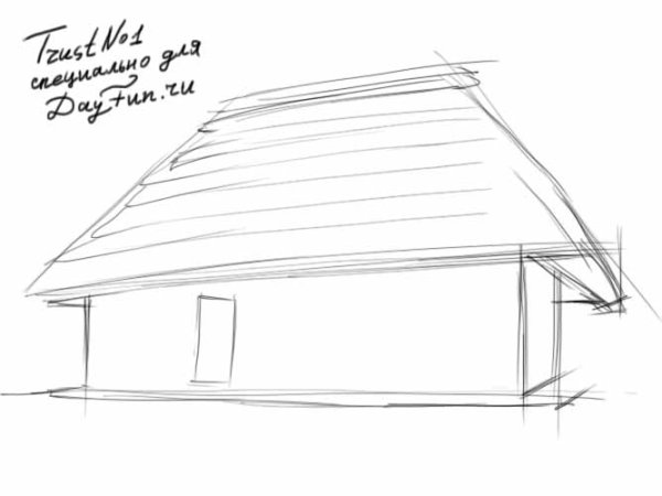 Крыша рисунок карандашом