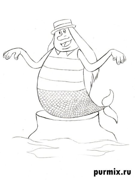 Летучий корабль водяной рисунок