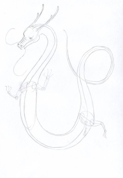 Поэтапное рисование китайского дракона