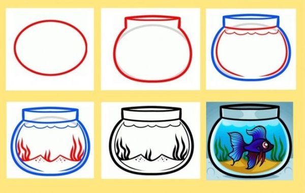 Аквариум с рыбками рисунок