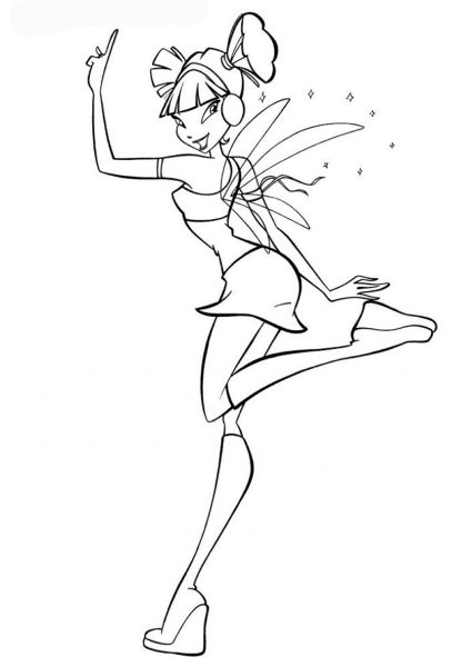 Раскраска феи Винкс Муза