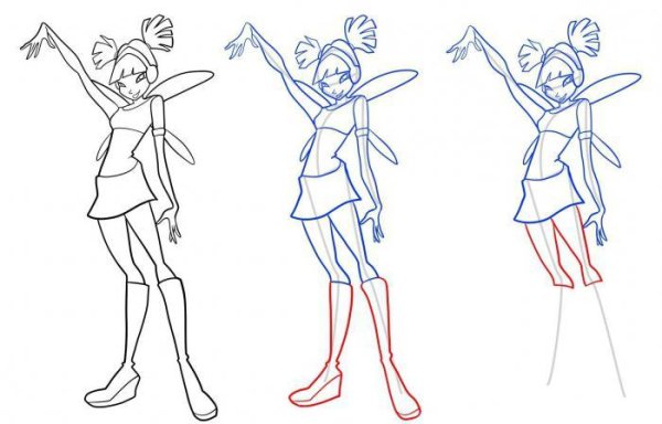 Поэтапное рисование фей Винкс