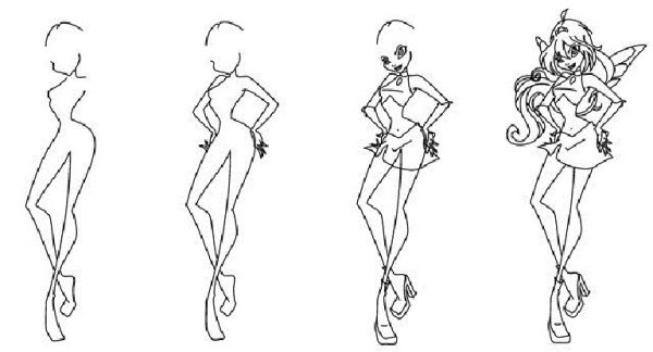 Винкс рисовать поэтапно