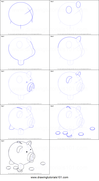 Копилка поэтапное рисование