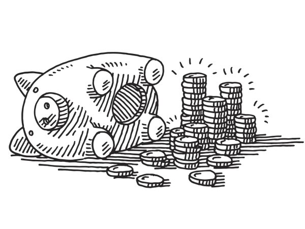 Свинка копилка дудл