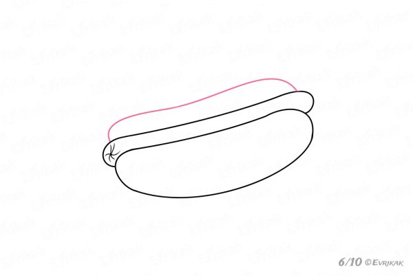 Поэтапное рисование сосиски