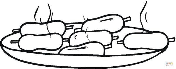 Сосиски раскраска для детей